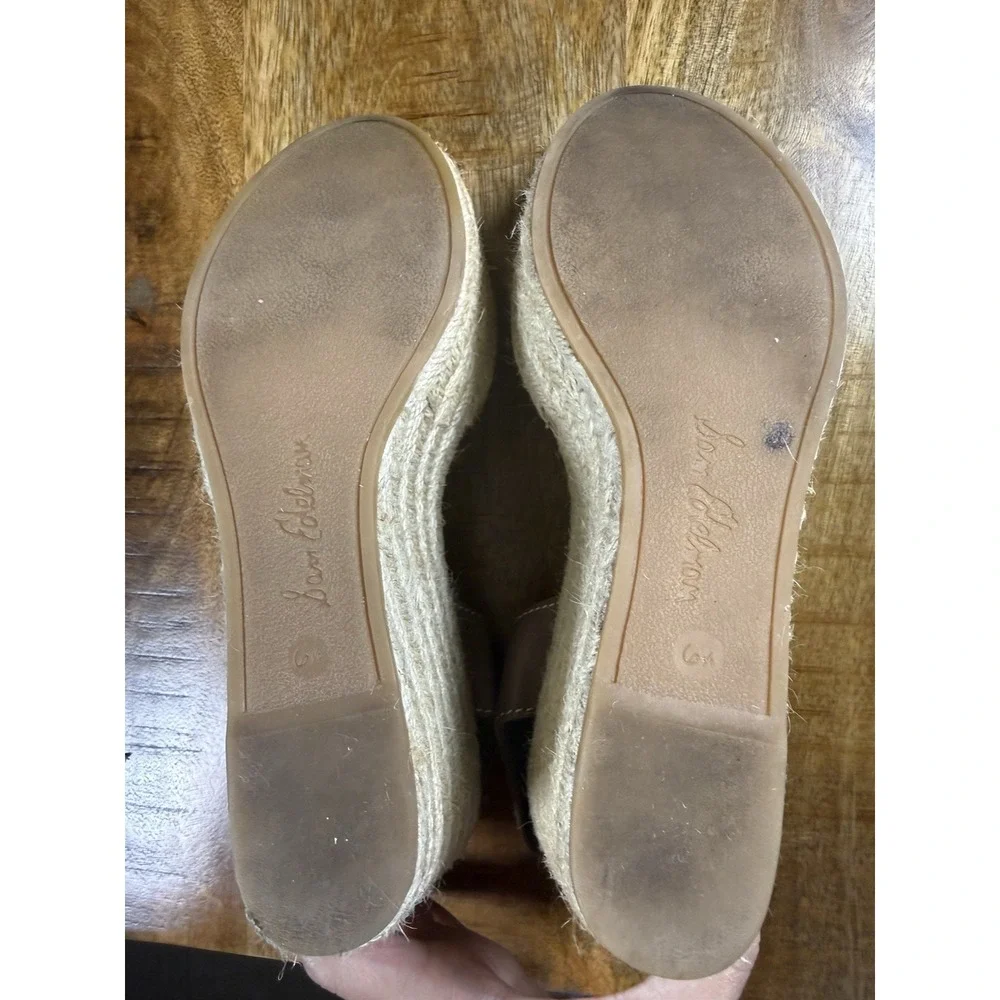 Sam Edelman Womens Size 6.5 Gray Suede Espadrille Wedge Sandals Ankle Strap